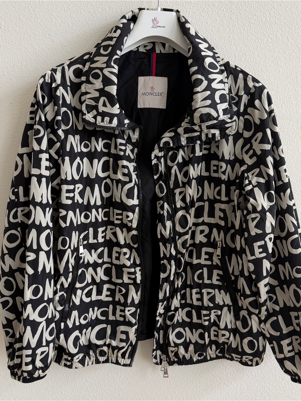 Moncler Black & White Logo-Print Jacket